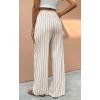 image:imageCHARTOU Womens Summer Elastic Waist Striped Flowy Palazzo Pants Casual Wide Leg Pants with PocketsBeige