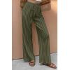 image:imageCHARTOU Womens Summer Elastic Waist Striped Flowy Palazzo Pants Casual Wide Leg Pants with PocketsGreen