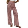 image:imageCHARTOU Womens Summer Elastic Waist Striped Flowy Palazzo Pants Casual Wide Leg Pants with PocketsLotus