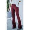 image:imageCHARTOU Womens Vintage Elastic High Waist Flared Bell Bottom Corduroy PantsWine