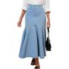 image:imageCHARTOU Women Elegant Fish Tail Long Jean Dress High Waist Ruffle HighLow Hem Party Stretchy Denim SkirtBlue