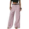 image:imageCHARTOU Women Polka Dot Wide Leg Denim Pants Color Contrast High Waist Baggy Boyfriend Jeans with PocketsPink