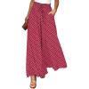 image:imageCHARTOU Women Polka Dot Wide Leg Pants Elastic High Waist Palazzo Ankle Pants with PocketsRed