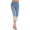 image:imageCHARTOU Women Skinny Stretchy Denim Pants Capris Jeans Lace Cropped Jeans Lightweight Denim PantsBlue