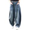 image:imageCHARTOU Women Wide Leg Jeans Baggy Y2k Denim Pants Palazzo Jeans Loose Harem Pants Pleated Balloon Barrel JeansBlue