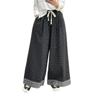 image:imageCHARTOU Wide Leg Denim Pants for Women Baggy Boyfriend Jeans Elastic High Waist Polka Dot TrousersGrey