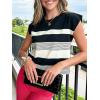 image:imageCHARTOU Women Color Block Striped Summer Top Crewneck Cape Short Sleeve T Shirt Tank TopBlack