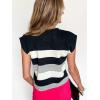 image:imageCHARTOU Women Color Block Striped Summer Top Crewneck Cape Short Sleeve T Shirt Tank TopBlack