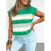 image:imageCHARTOU Women Color Block Striped Summer Top Crewneck Cape Short Sleeve T Shirt Tank TopGreen