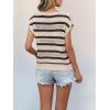image:imageCHARTOU Women Color Block Striped Sweater Vest Crewneck Cap Short Sleeve Hollow Out Knitted Pullover TopBlack