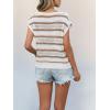 image:imageCHARTOU Women Color Block Striped Sweater Vest Crewneck Cap Short Sleeve Hollow Out Knitted Pullover TopKhaki
