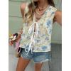 image:imageCHARTOU Women Floral Boho Vest Top Tie Front Sleeveless Eyelet Embroidered Summer Vacation Tank TopBlue