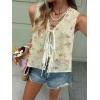 image:imageCHARTOU Women Floral Boho Vest Top Tie Front Sleeveless Eyelet Embroidered Summer Vacation Tank TopLight Yellow