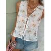 image:imageCHARTOU Women Floral Boho Vest Top Tie Front Sleeveless Eyelet Embroidered Summer Vacation Tank TopWhite