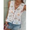 image:imageCHARTOU Women Floral Boho Vest Top Tie Front Sleeveless Eyelet Embroidered Summer Vacation Tank TopWhite