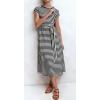 image:imageCHARTOU Women Striped Jersey Midi Dress Cap Sleeve Long Tshirt Dresses Summer Vacation Cruise SundressBlack