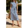 image:imageCHARTOU Women Striped Jersey Midi Dress Cap Sleeve Long Tshirt Dresses Summer Vacation Cruise SundressBlue