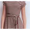 image:imageCHARTOU Women Striped Jersey Midi Dress Cap Sleeve Long Tshirt Dresses Summer Vacation Cruise SundressBrown