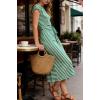image:imageCHARTOU Women Striped Jersey Midi Dress Cap Sleeve Long Tshirt Dresses Summer Vacation Cruise SundressGreen