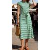 image:imageCHARTOU Women Striped Jersey Midi Dress Cap Sleeve Long Tshirt Dresses Summer Vacation Cruise SundressGreen