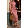 image:imageCHARTOU Women Striped Jersey Midi Dress Cap Sleeve Long Tshirt Dresses Summer Vacation Cruise SundressRed