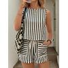 image:imageCHARTOU Women Striped Two Pieces Sets Sleeveless Tank Top Elastic Waist Wide Leg Pants Mating Lounge SetsBlack