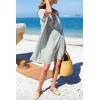 image:imageCHARTOU Womens Striped Beach Cover Up Dress Baggy Batwing Sleeve Short Sundress Tunic Shirt Dresses SummerFresh Green