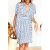 image:imageCHARTOU Womens Striped Beach Cover Up Dress Baggy Batwing Sleeve Short Sundress Tunic Shirt Dresses SummerSky Blue