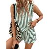 image:imageCHARTOU Women Striped Two Pieces Sets Sleeveless Tank Top Elastic Waist Wide Leg Pants Mating Lounge SetsGreen