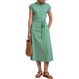 image:imageCHARTOU Women Striped Jersey Midi Dress Cap Sleeve Long Tshirt Dresses Summer Vacation Cruise SundressGreen