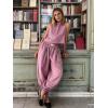 image:imageCHARTOU 2 Piece Vacation Outfits for Women Summer Tank Top Linen Baggy Balloon Wide Leg Pants Matching SetsPink