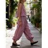 image:imageCHARTOU 2 Piece Vacation Outfits for Women Summer Tank Top Linen Baggy Balloon Wide Leg Pants Matching SetsPink