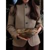 image:imageCHARTOU Short Winter Wool Coats for Women Slim Fit Button Down Pea Coat Blazer Wool JacketMocha