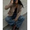 image:imageCHARTOU Short Winter Wool Coats for Women Slim Fit Button Down Pea Coat Blazer Wool JacketMocha