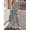 image:imageCHARTOU Summer Skirt Sets Women 2 Piece Outfits Striped Crop Tank Top Midi Dress Travel Matching Set VacationBlack
