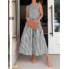 image:imageCHARTOU Summer Skirt Sets Women 2 Piece Outfits Striped Crop Tank Top Midi Dress Travel Matching Set VacationBlack
