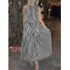 image:imageCHARTOU Summer Skirt Sets Women 2 Piece Outfits Striped Crop Tank Top Midi Dress Travel Matching Set VacationBlack