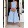 image:imageCHARTOU Summer Skirt Sets Women 2 Piece Outfits Striped Crop Tank Top Midi Dress Travel Matching Set VacationBlue