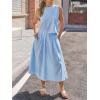image:imageCHARTOU Summer Skirt Sets Women 2 Piece Outfits Striped Crop Tank Top Midi Dress Travel Matching Set VacationBlue