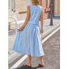 image:imageCHARTOU Summer Skirt Sets Women 2 Piece Outfits Striped Crop Tank Top Midi Dress Travel Matching Set VacationBlue