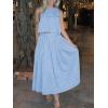 image:imageCHARTOU Summer Skirt Sets Women 2 Piece Outfits Striped Crop Tank Top Midi Dress Travel Matching Set VacationBlue