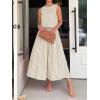 image:imageCHARTOU Summer Skirt Sets Women 2 Piece Outfits Striped Crop Tank Top Midi Dress Travel Matching Set VacationKhaki
