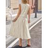 image:imageCHARTOU Summer Skirt Sets Women 2 Piece Outfits Striped Crop Tank Top Midi Dress Travel Matching Set VacationKhaki
