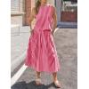 image:imageCHARTOU Summer Skirt Sets Women 2 Piece Outfits Striped Crop Tank Top Midi Dress Travel Matching Set VacationPink
