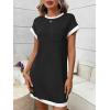 image:imageCHARTOU Summer T Shirt Dress for Women Color Block Casual Short Sleeve Tunic Short SundressBlack