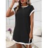 image:imageCHARTOU Summer T Shirt Dress for Women Color Block Casual Short Sleeve Tunic Short SundressBlack