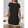 image:imageCHARTOU Summer T Shirt Dress for Women Color Block Casual Short Sleeve Tunic Short SundressBlack
