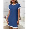 image:imageCHARTOU Summer T Shirt Dress for Women Color Block Casual Short Sleeve Tunic Short SundressBlue