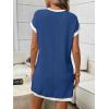 image:imageCHARTOU Summer T Shirt Dress for Women Color Block Casual Short Sleeve Tunic Short SundressBlue