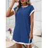 image:imageCHARTOU Summer T Shirt Dress for Women Color Block Casual Short Sleeve Tunic Short SundressBlue